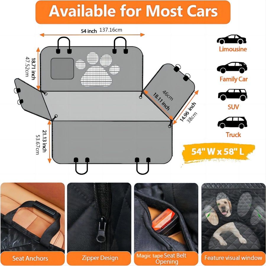 Waterproof Dog Car Seat Cover | Hammock with Mesh Window