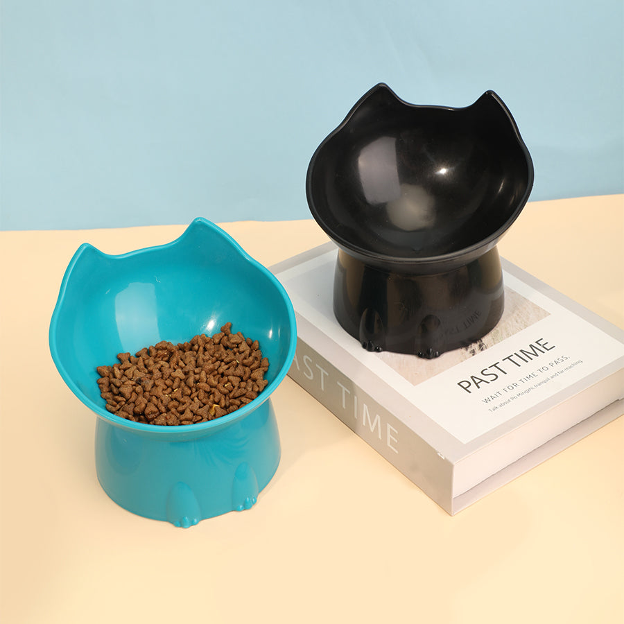 Elevated Cat Bowl | Anti-Tip Raised Dish, Neck Protection