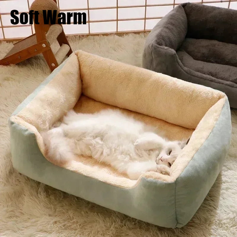 Fluffy Cat Bed: Thick, Warm Cushion with Non-slip Base