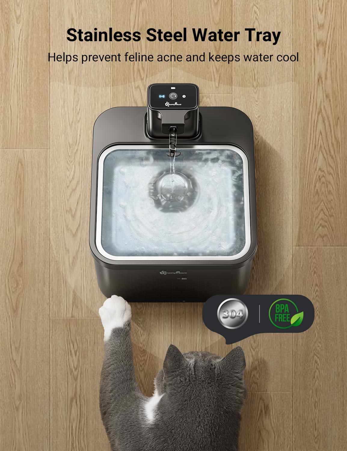 Stainless Steel Cat Water Fountain - 2.5L Automatic