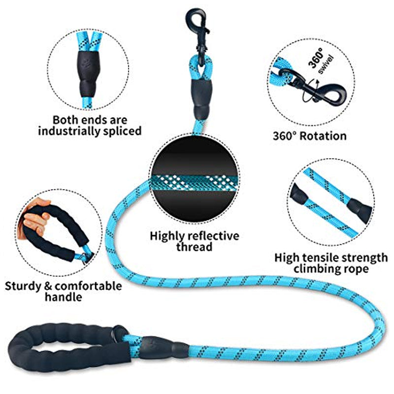 3M Reflective Dog Leash - Padded Handle & Heavy Duty Rope