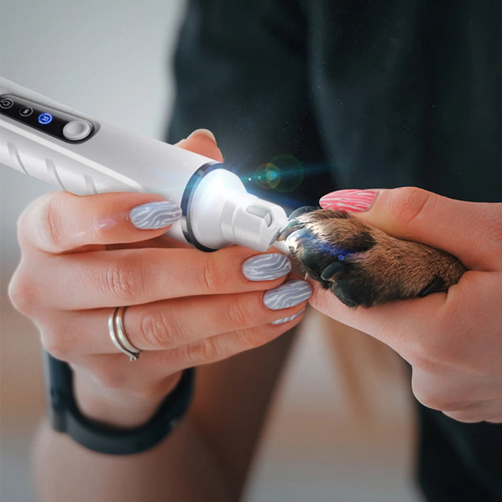 LED Pet Nail Trimmer - USB Rechargeable, Low Vibration, Safe