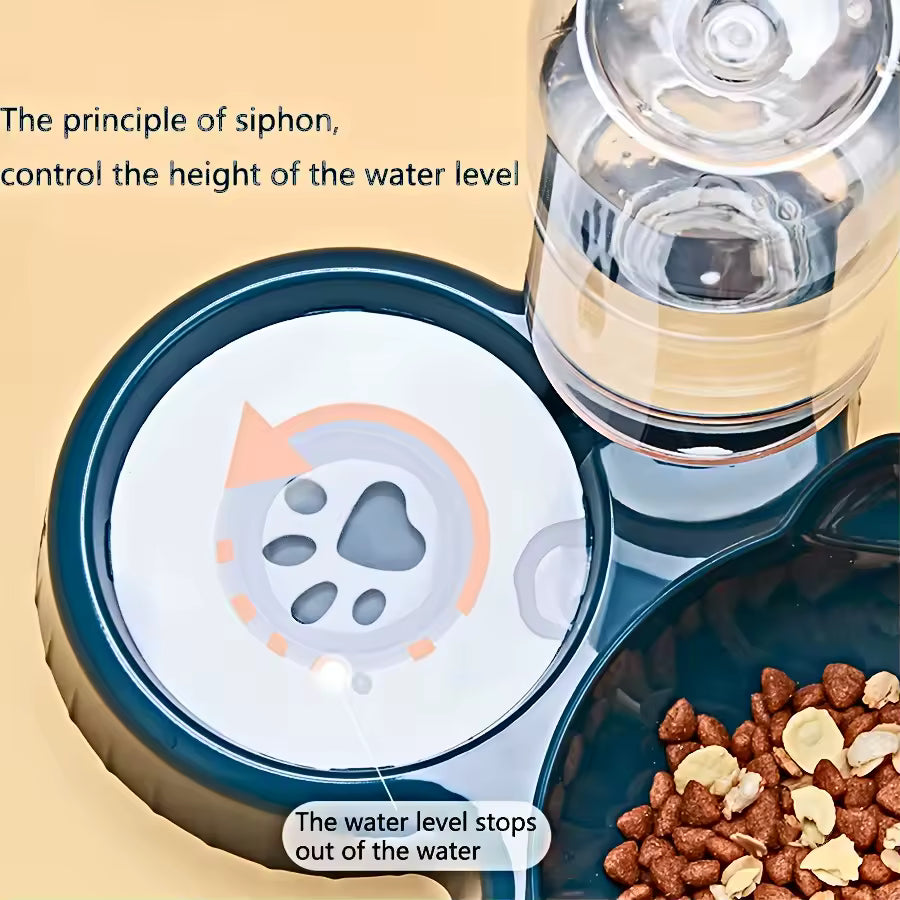 3-in-1 Cat Feeder & Water Dispenser | Double Bowl Pet Station