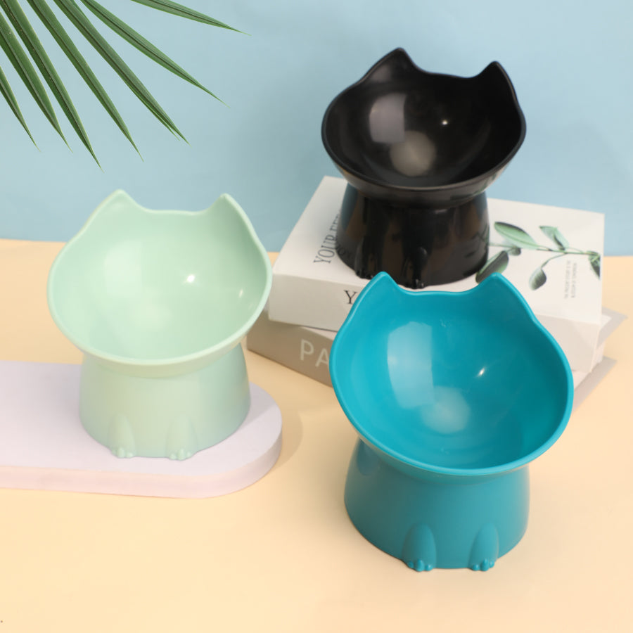 Elevated Cat Bowl | Anti-Tip Raised Dish, Neck Protection