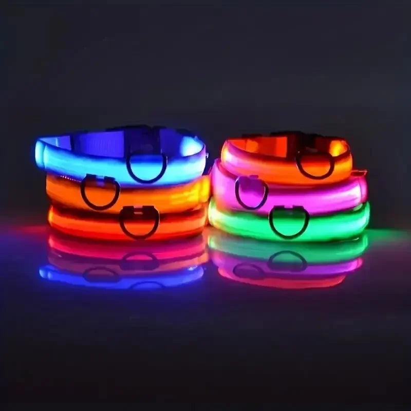 LED Dog Collar Light Up Safety Night Walking Flashing Glow