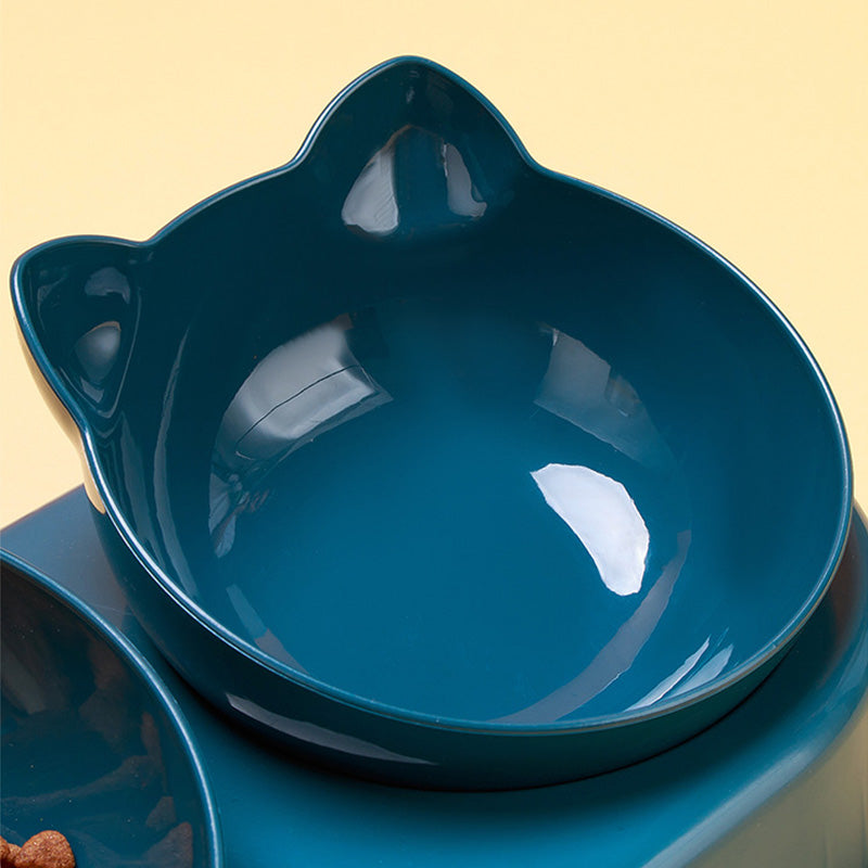 3-in-1 Cat Feeder & Water Dispenser | Double Bowl Pet Station