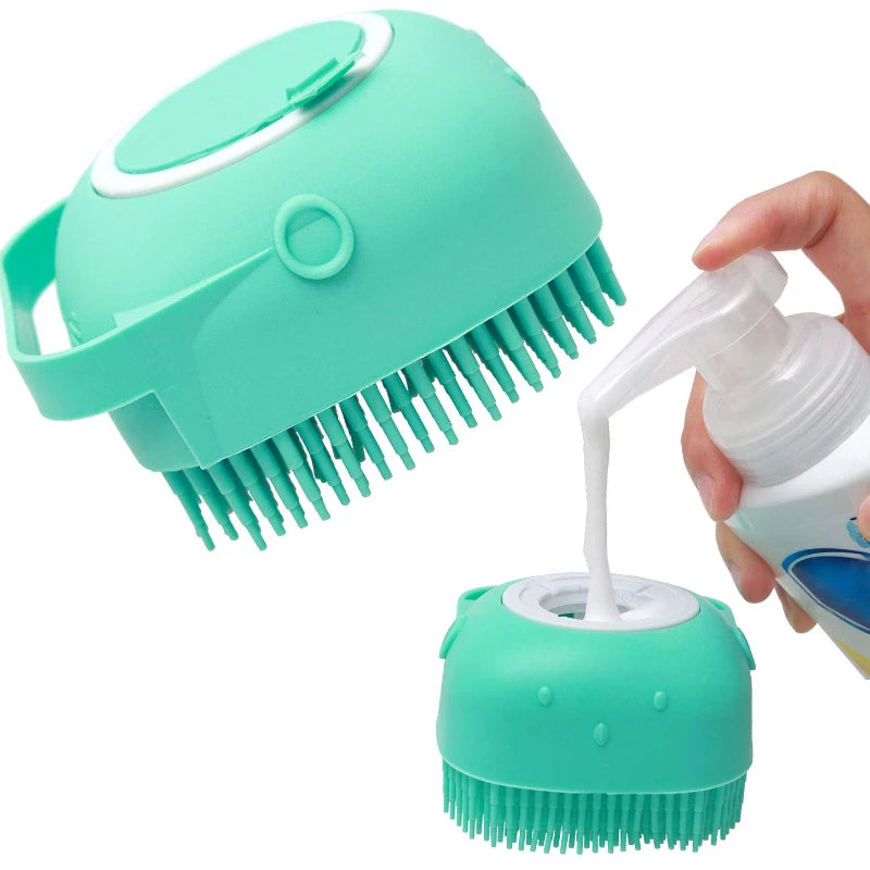Dog & Cat Bath Brush | Silicone Shampoo Dispenser & Massager