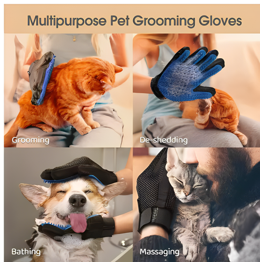 Pet Hair DE shedding Glove | Gentle Silicone Grooming Brush