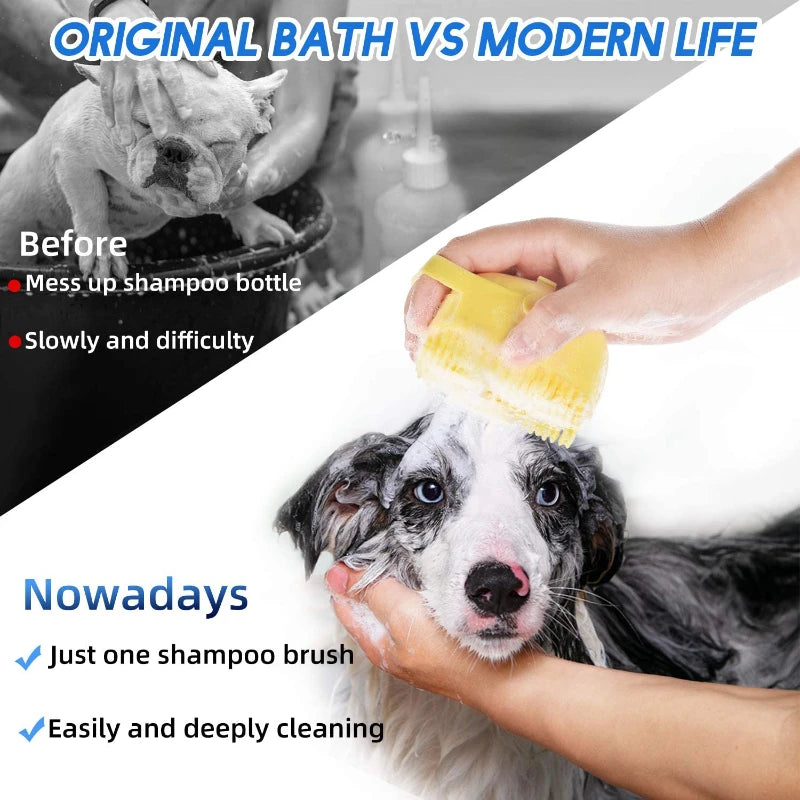 Dog & Cat Bath Brush | Silicone Shampoo Dispenser & Massager