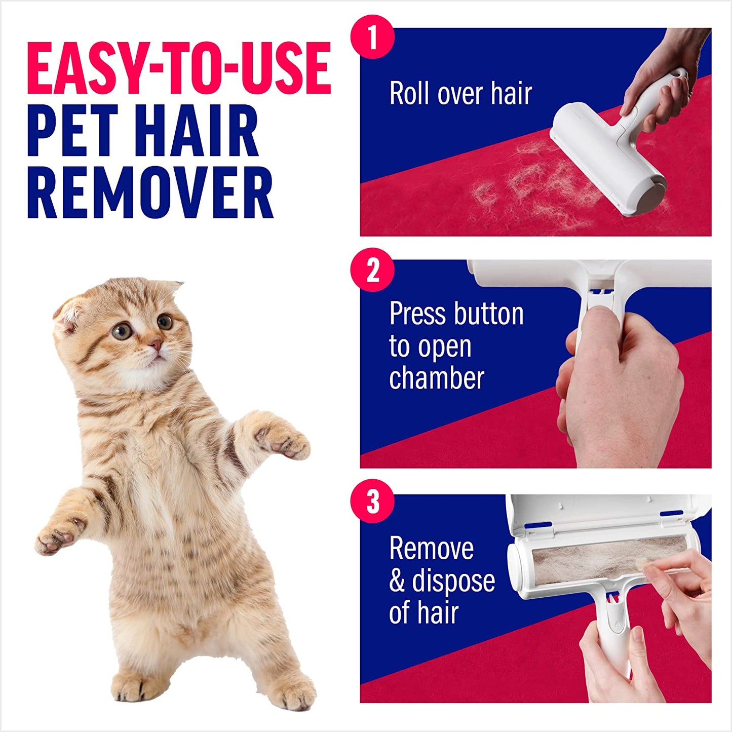Pet Hair Remover Roller - Reusable Fur Cleaner for Furniture