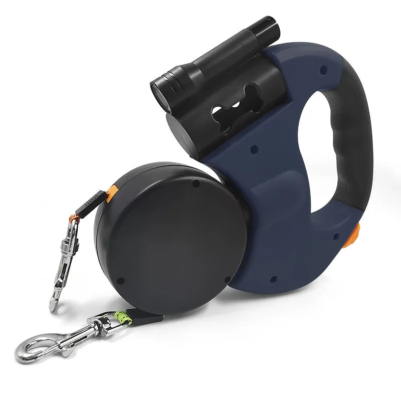 Tangle-Free Double Dog Leash with LED Light for Night Walks