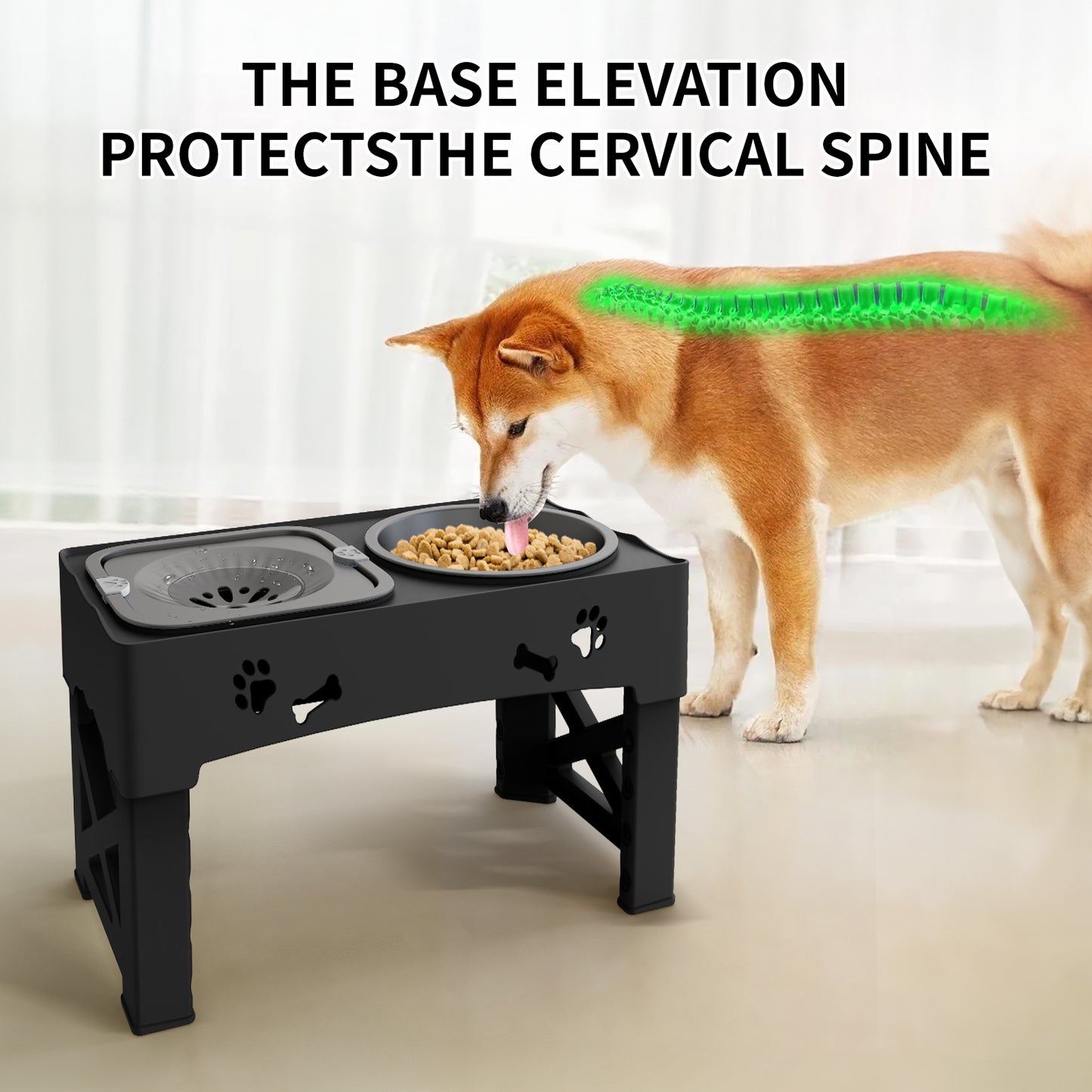 Pet Feeder 3-in-1 | Adjustable Height, Slow Feed, Double Bowls
