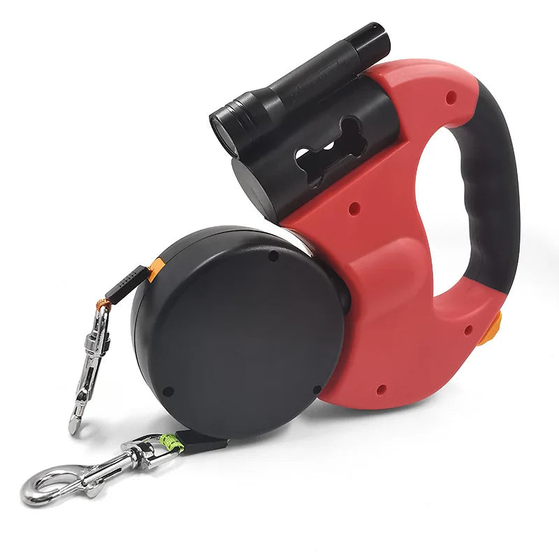 Tangle-Free Double Dog Leash with LED Light for Night Walks