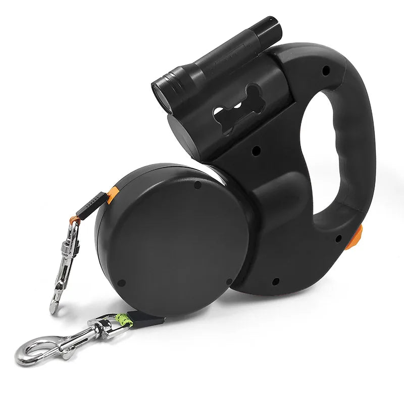 Tangle-Free Double Dog Leash with LED Light for Night Walks
