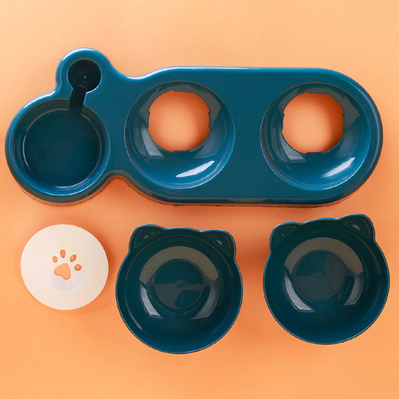 3-in-1 Cat Feeder & Water Dispenser | Double Bowl Pet Station