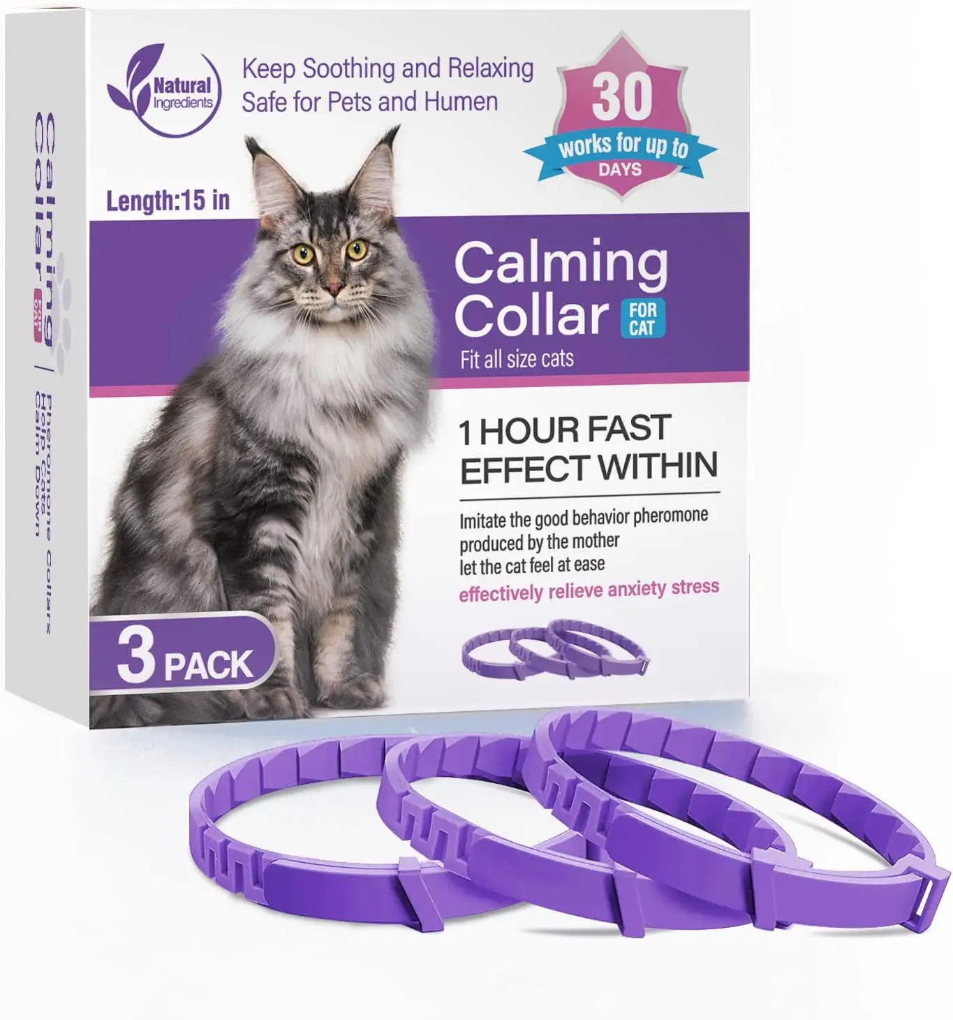 Pet Calming Collars - 3/4 Pack Anxiety Relief for Dogs & Cats
