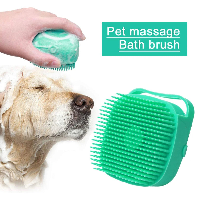 Dog & Cat Bath Brush | Silicone Shampoo Dispenser & Massager