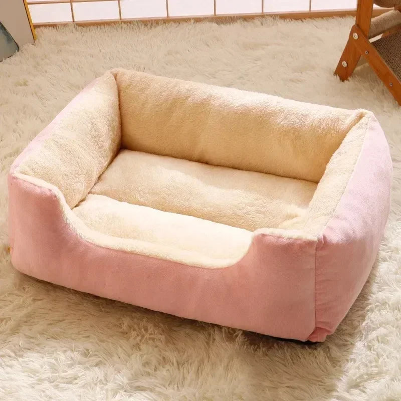Fluffy Cat Bed: Thick, Warm Cushion with Non-slip Base