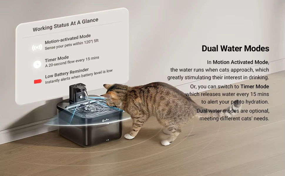 Stainless Steel Cat Water Fountain - 2.5L Automatic