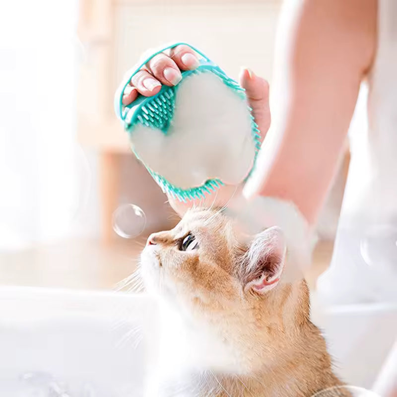 Dog & Cat Bath Brush | Silicone Shampoo Dispenser & Massager