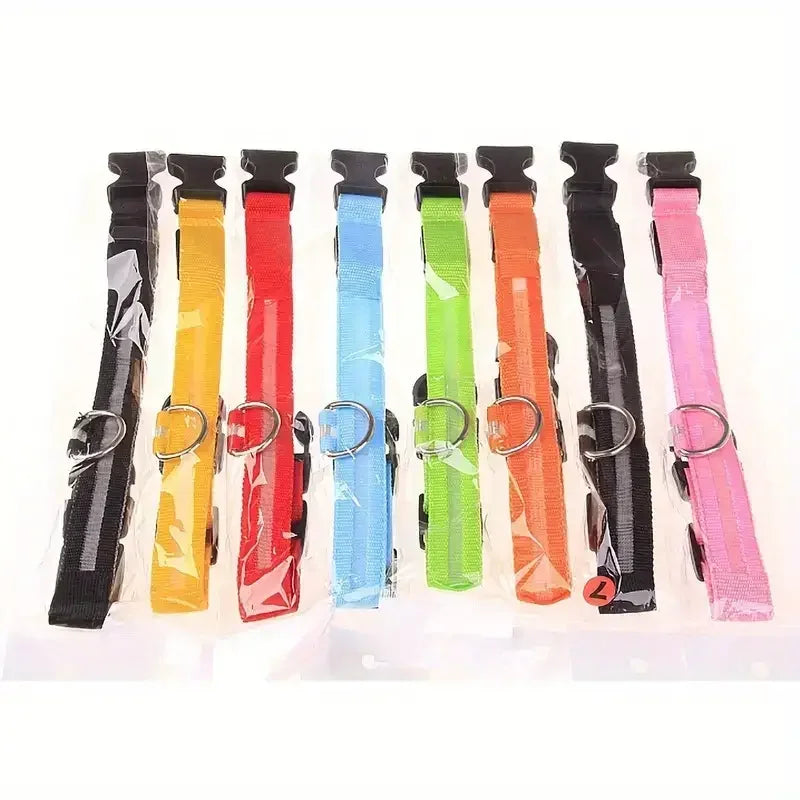 LED Dog Collar Light Up Safety Night Walking Flashing Glow