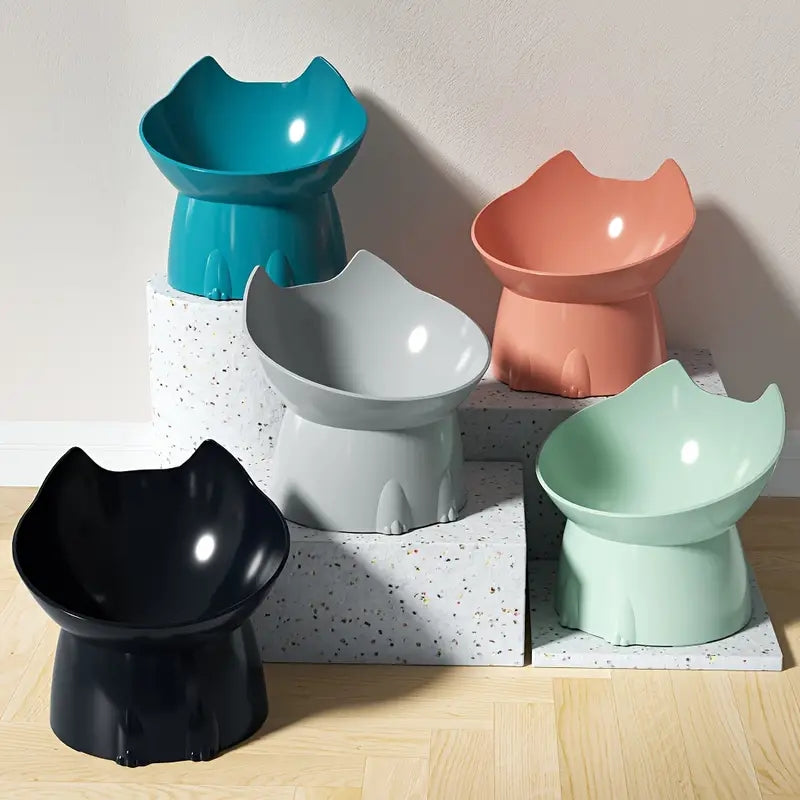Elevated Cat Bowl | Anti-Tip Raised Dish, Neck Protection