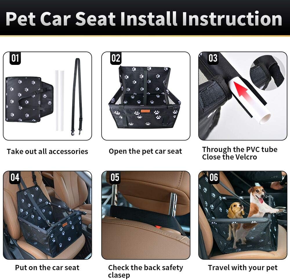 Dog Car Seat Booster with Safety Belt | Waterproof & Foldable