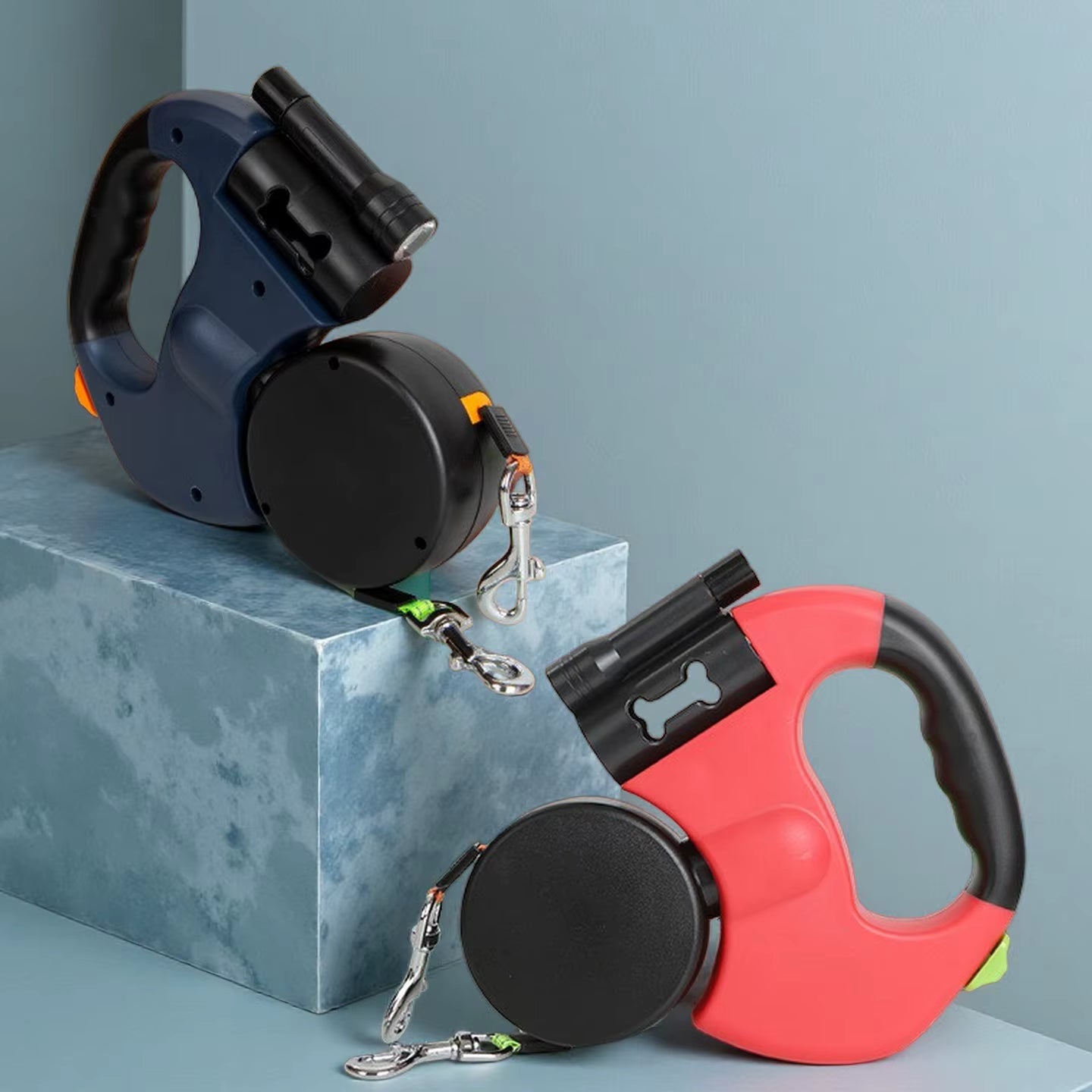 Tangle-Free Double Dog Leash with LED Light for Night Walks