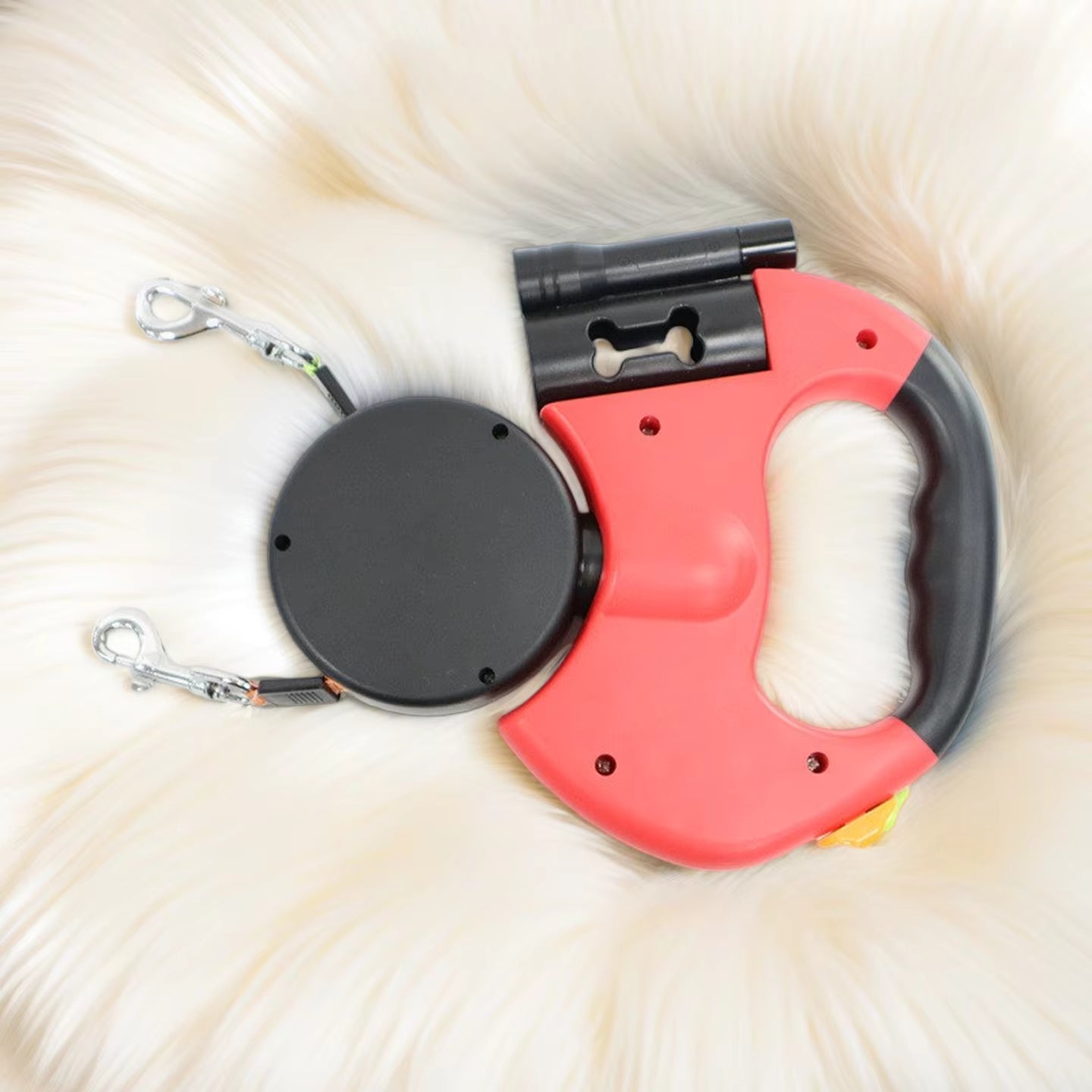 Tangle-Free Double Dog Leash with LED Light for Night Walks
