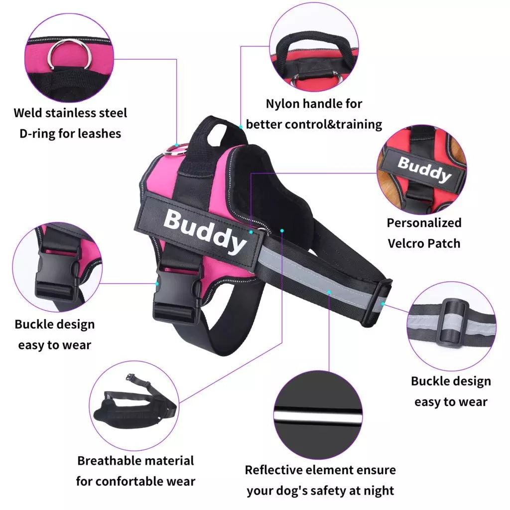 No-Pull Personalized Dog Harness - Reflective & Breathable
