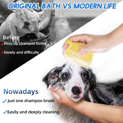 Dog & Cat Bath Brush | Silicone Shampoo Dispenser & Massager