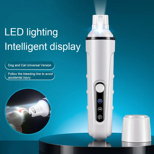 LED Pet Nail Trimmer - USB Rechargeable, Low Vibration, Safe