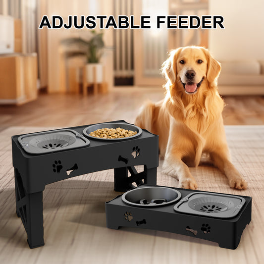 Pet Feeder 3-in-1 | Adjustable Height, Slow Feed, Double Bowls