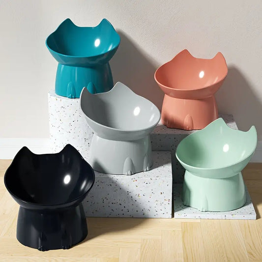Elevated Cat Bowl | Anti-Tip Raised Dish, Neck Protection