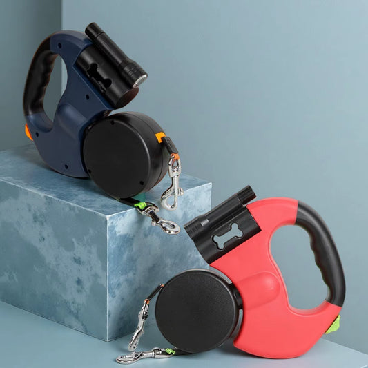 Tangle-Free Double Dog Leash with LED Light for Night Walks